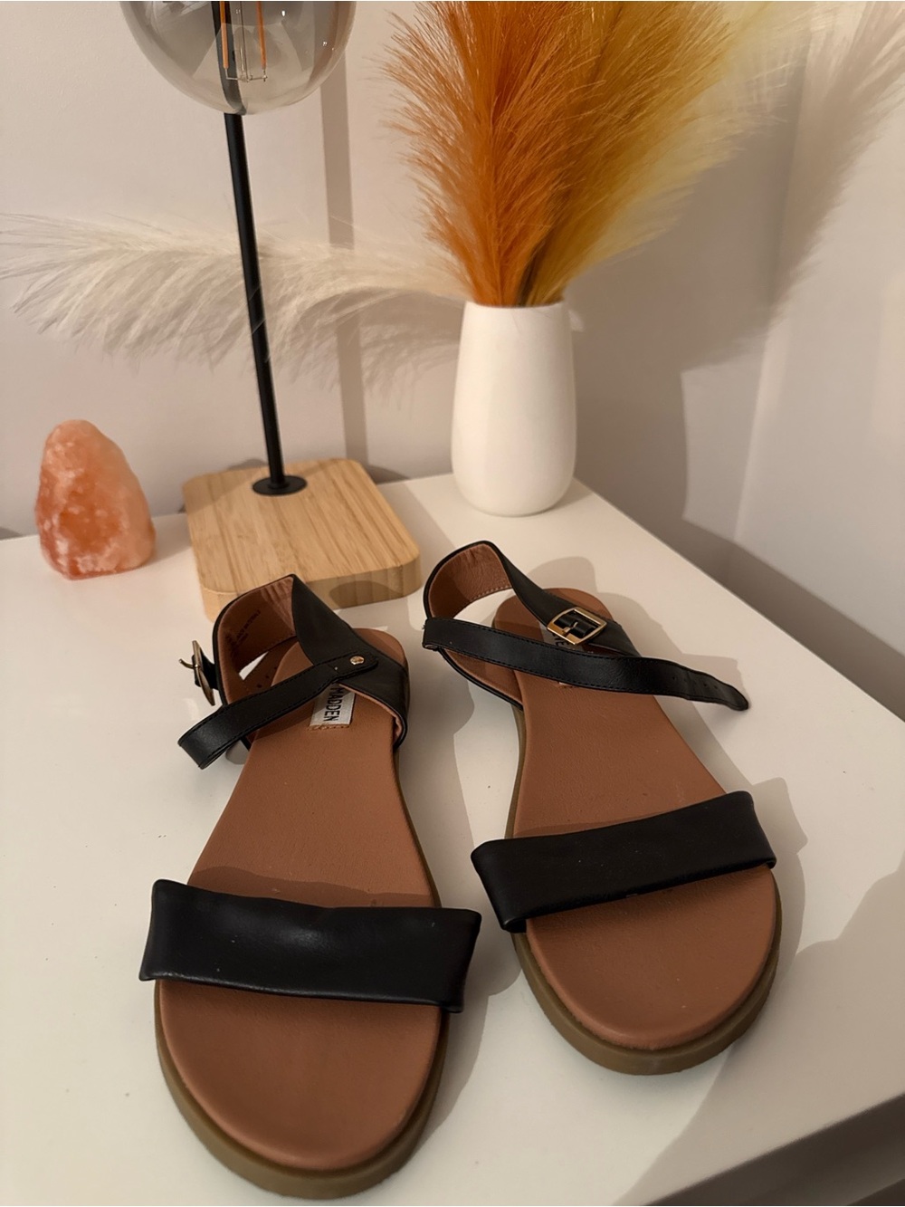 Steve Madden Black Strappy Flat Sandals